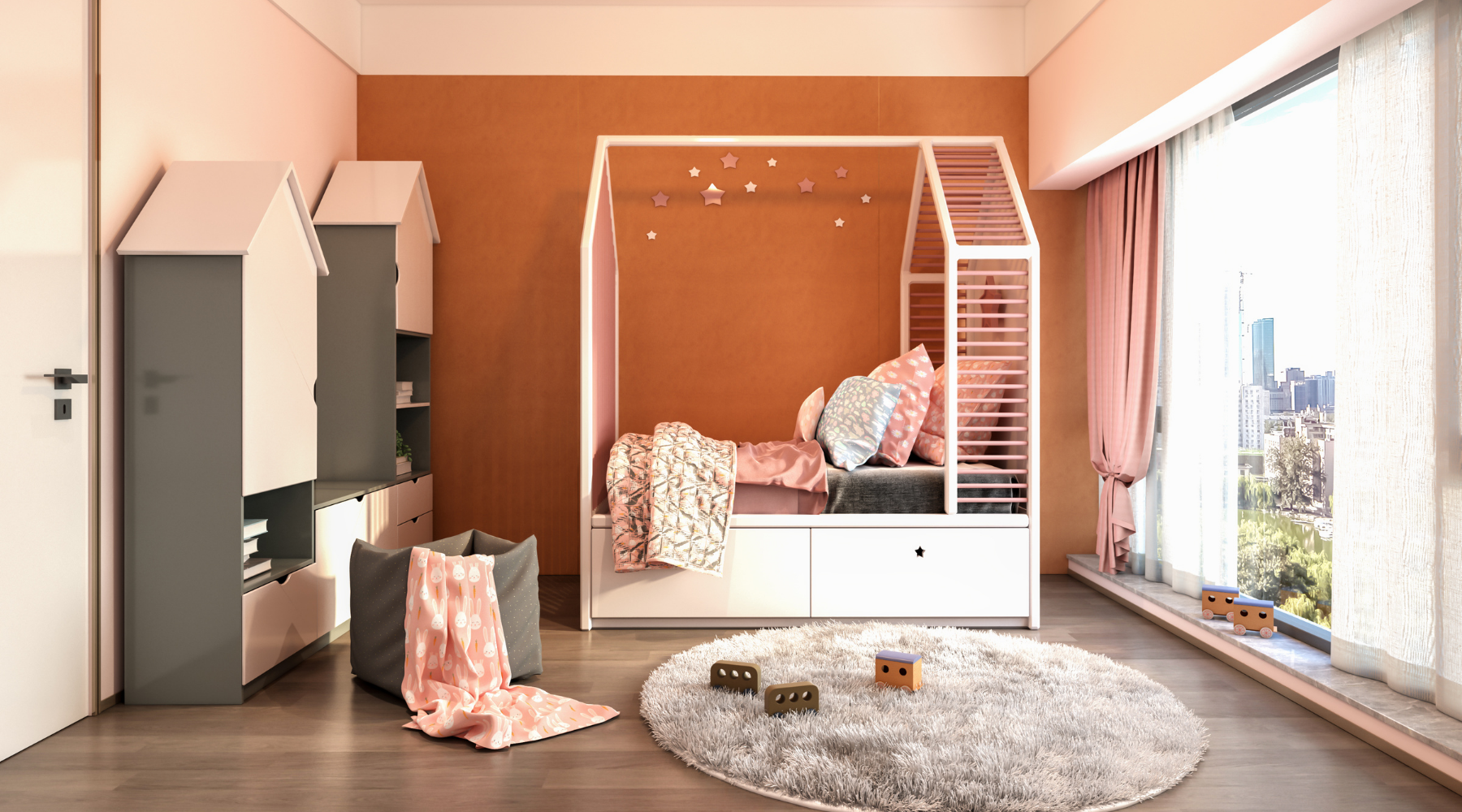 2BHK Velvet Master Bedroom